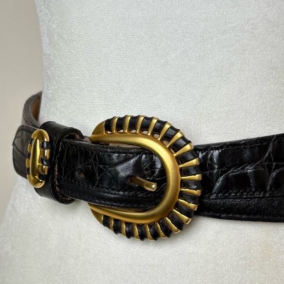 STREETS AHEAD Artisan Leather Belt Smooth & Croc Embossed Leather Made in USA - Picture 5 of 14